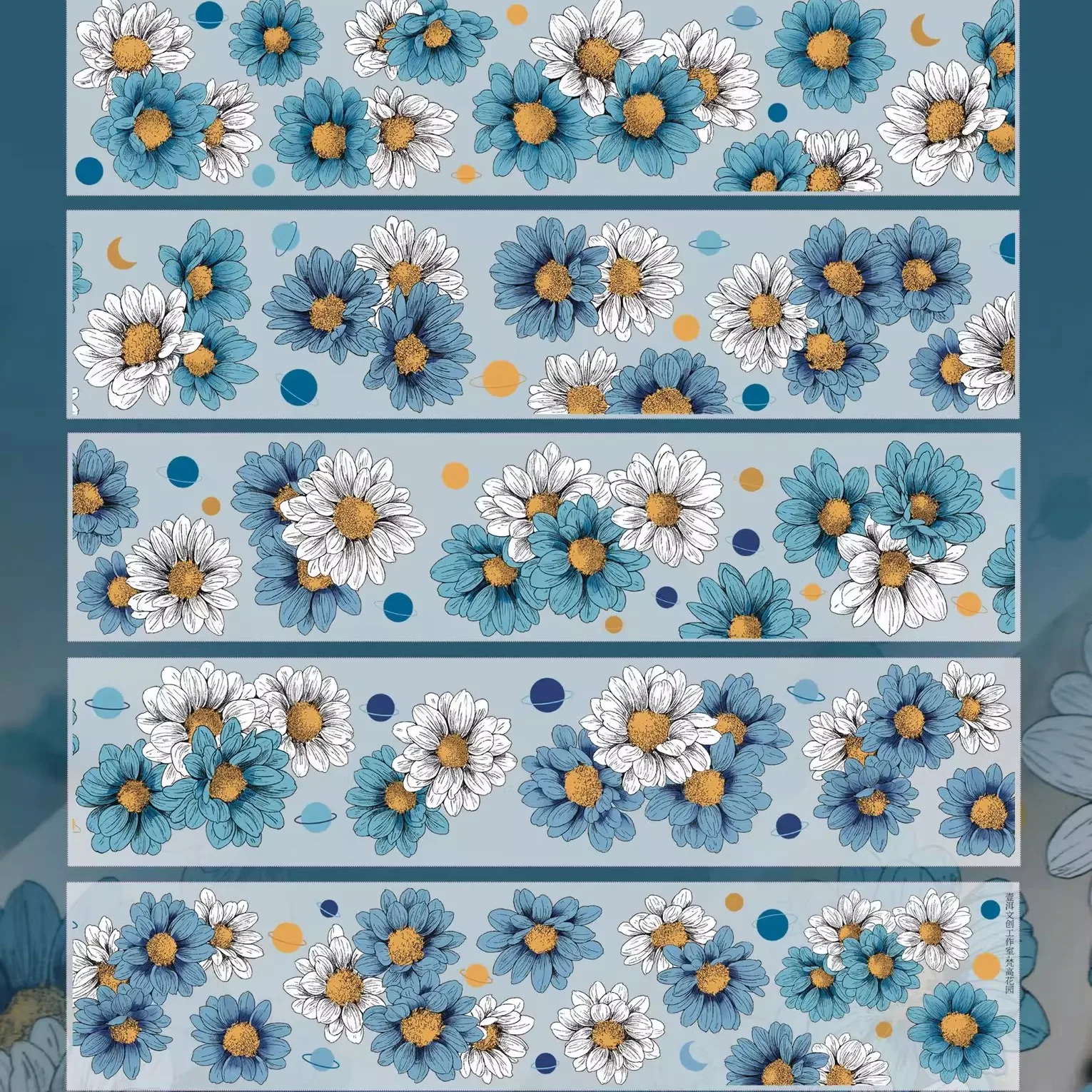 

[VanGogh Garden] Синяя цветочная лента Васи с хризантемой, журнал, наклейки для домашних животных