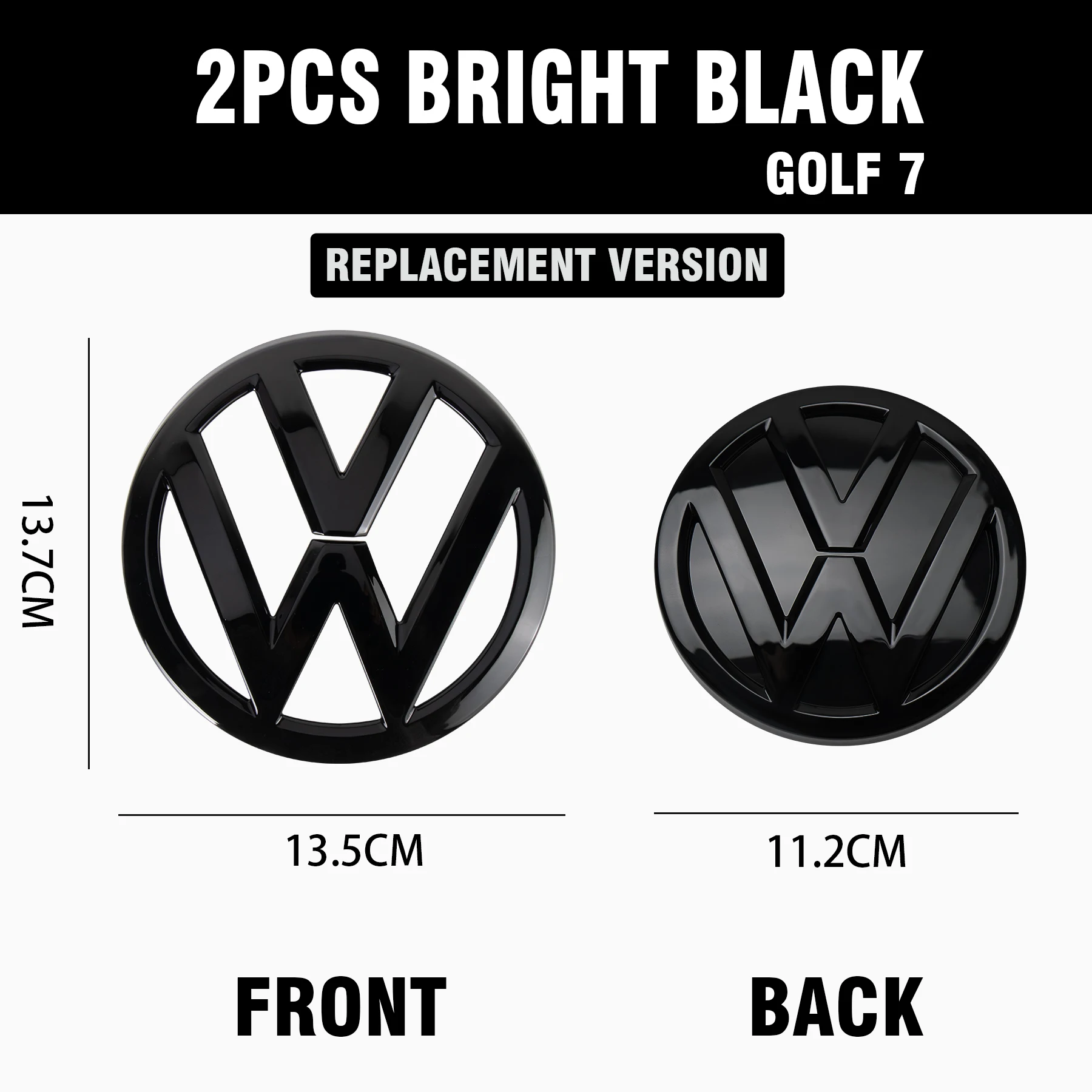 Replacement Car Front Radiator Grille Emblem Rear Trunk Badges Lid Covers Sticker for Volkswagen Golf 7 MK7 2014 2015 2016 2017