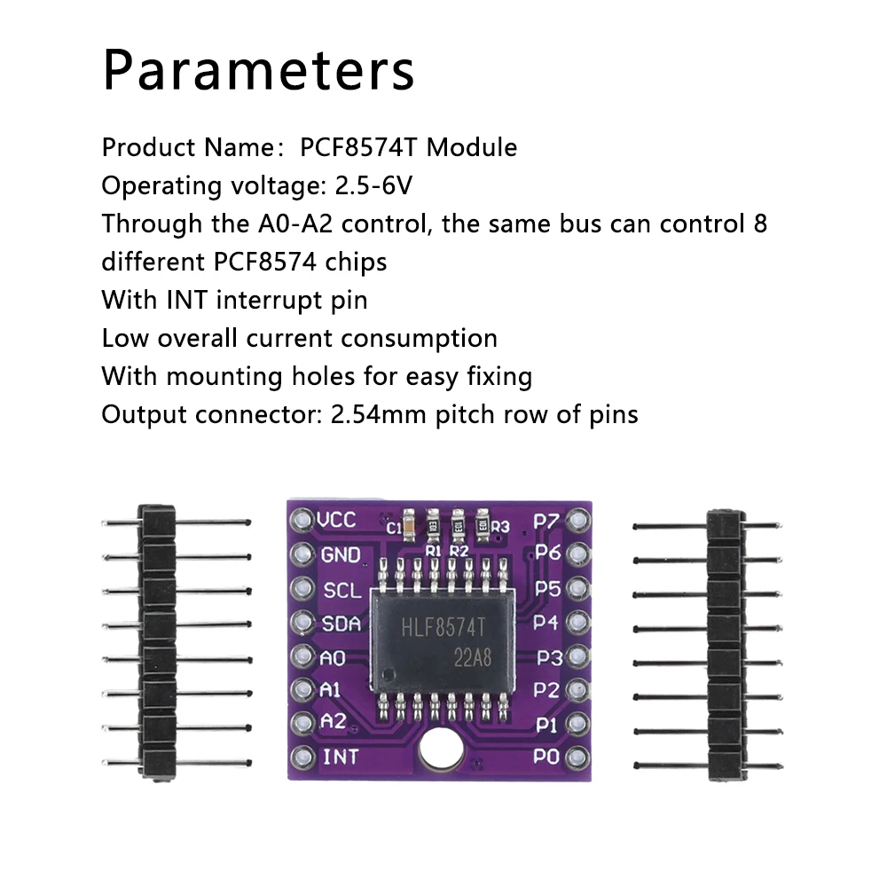 DC2.5-6V Mcu-8574 Pcf8574T Adaptateur Carte D'extension Module I/O Support pour I2C Iic Port Interface Cascade Module D'expansion