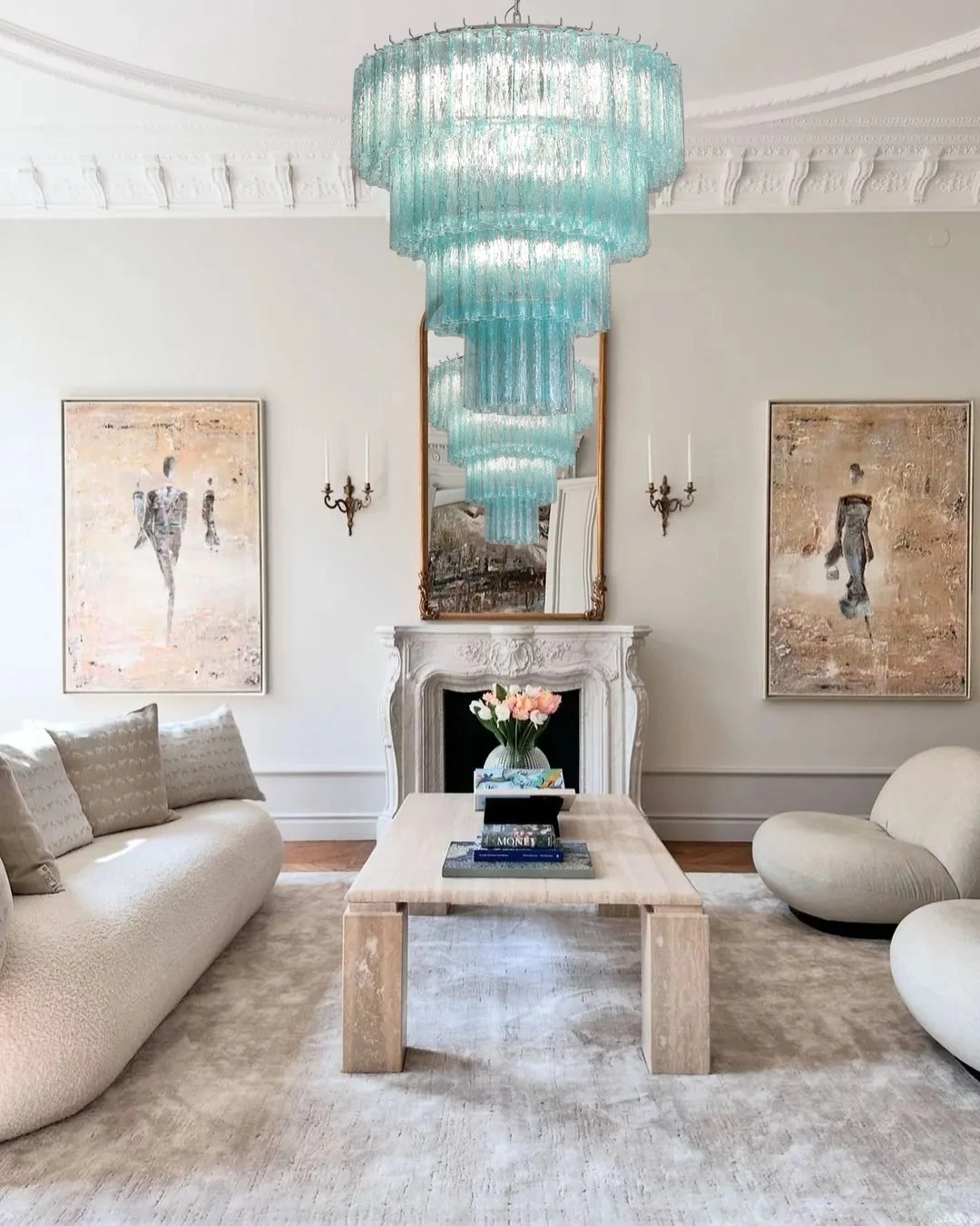 Italy Classical Beauty Pink Glass Ceiling Pendant Lights Unique Home Decor Hanging Led Dimmable Main