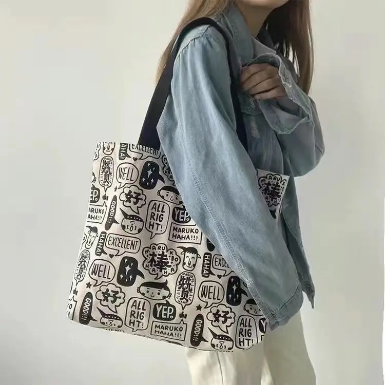 Women Canvas Shoulder Bag London Books Print Ladies Casual Handbag Tote Bag Reusable Large Capacity Cotton Shopping Beach Bag