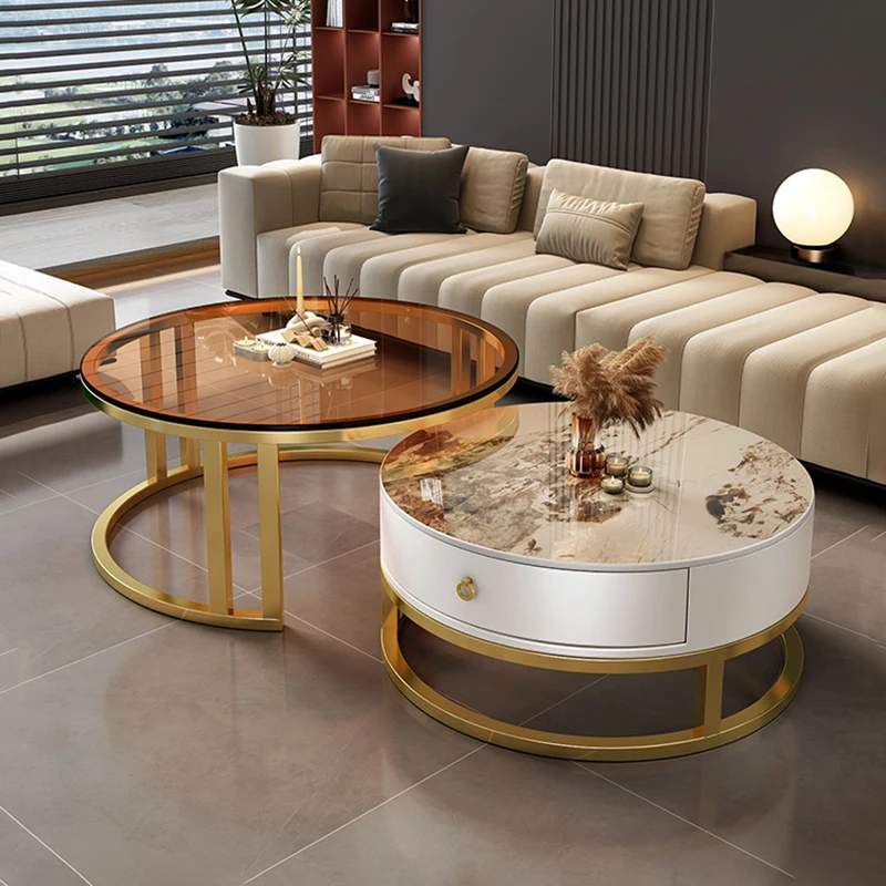 

Unique Round Coffee Tables Minimalist Aesthetic Modern Luxury Coffee Tables Storage Glamour Mesas Living Room Furniture