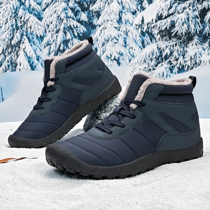 

Winter Sport Shoes Men Outdoor Warm High Top Snow Boots Anti Slip Waterproof Leather Shoes Ankle Boots Comfortable Hiking Shoes