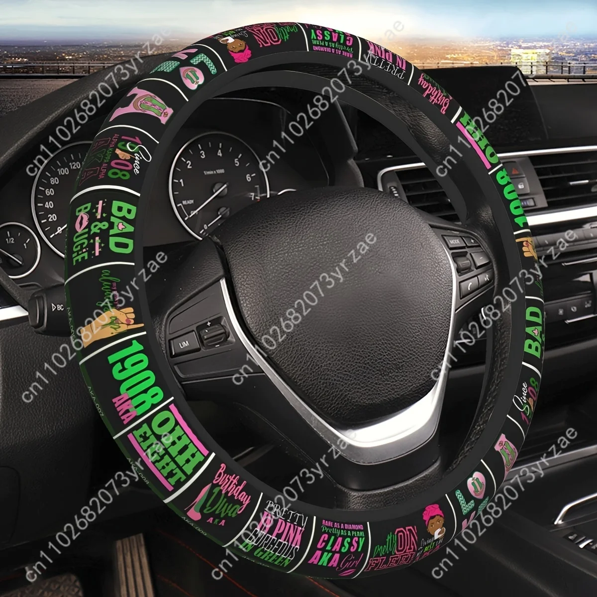 

Sorority-Themed Car Steering Wheels Cover Universal Type Environmental Friendly Comfort Breathable Steering Wheel Wrap