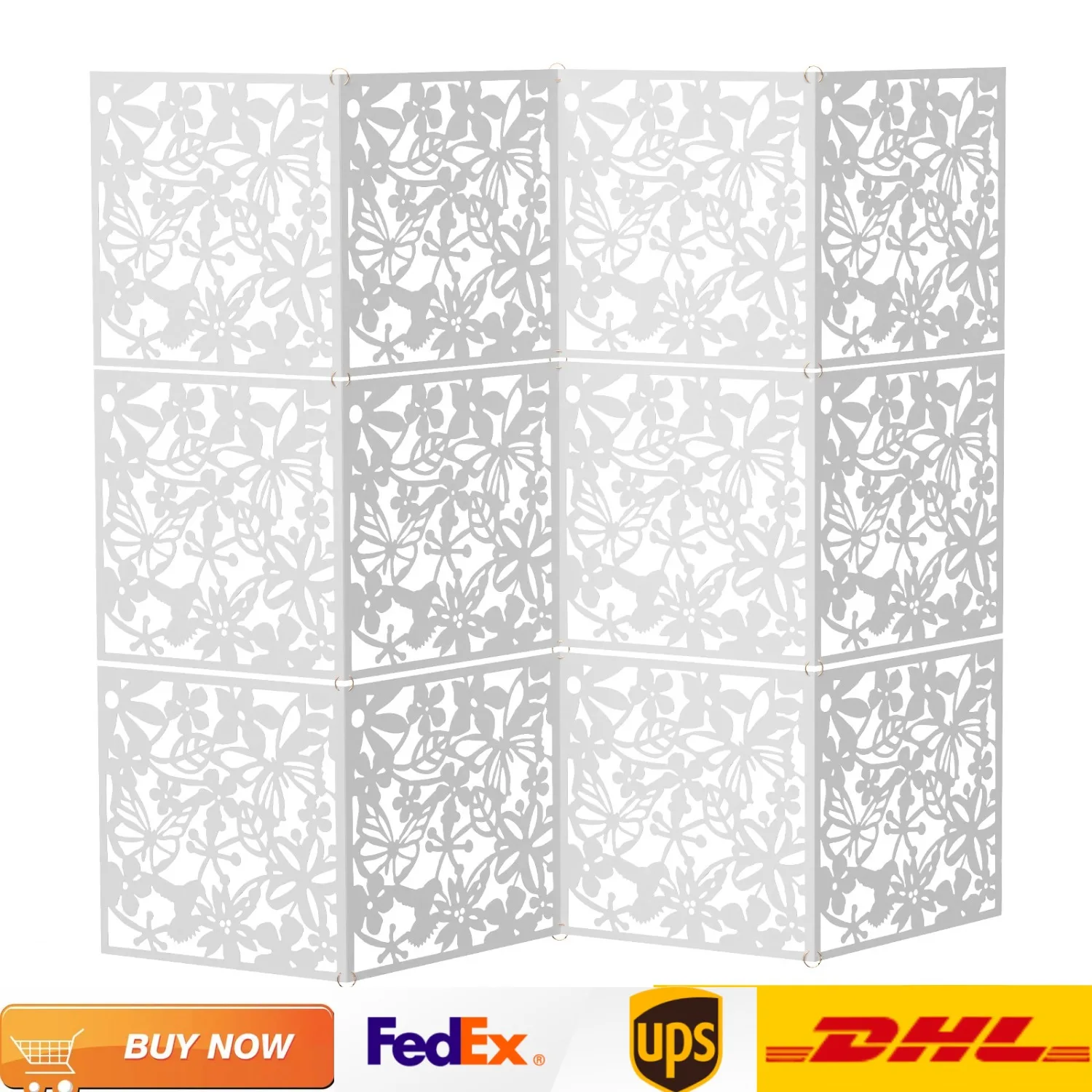 12pc 40*40 Inches Privacy Screens Hanging  Room Dividers Folding Screen for Bedroom Living Room White