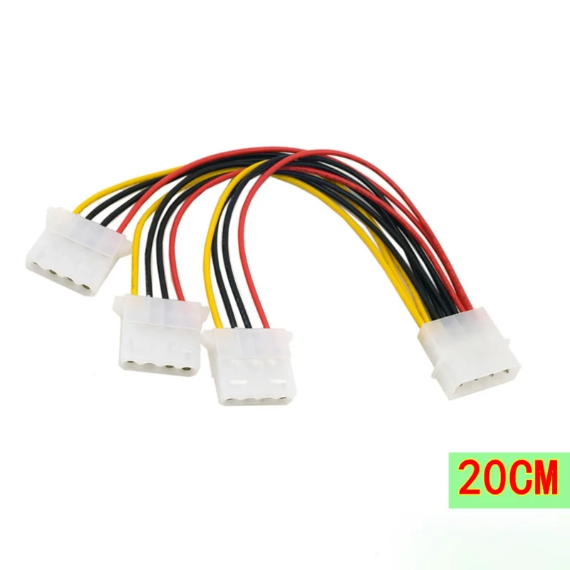 

High Quality 4Pin IDE Power Cables HY1578 4 Pin Molex Male To 3 Port Molex IDE Female Power Supply Splitter Adapter Cable