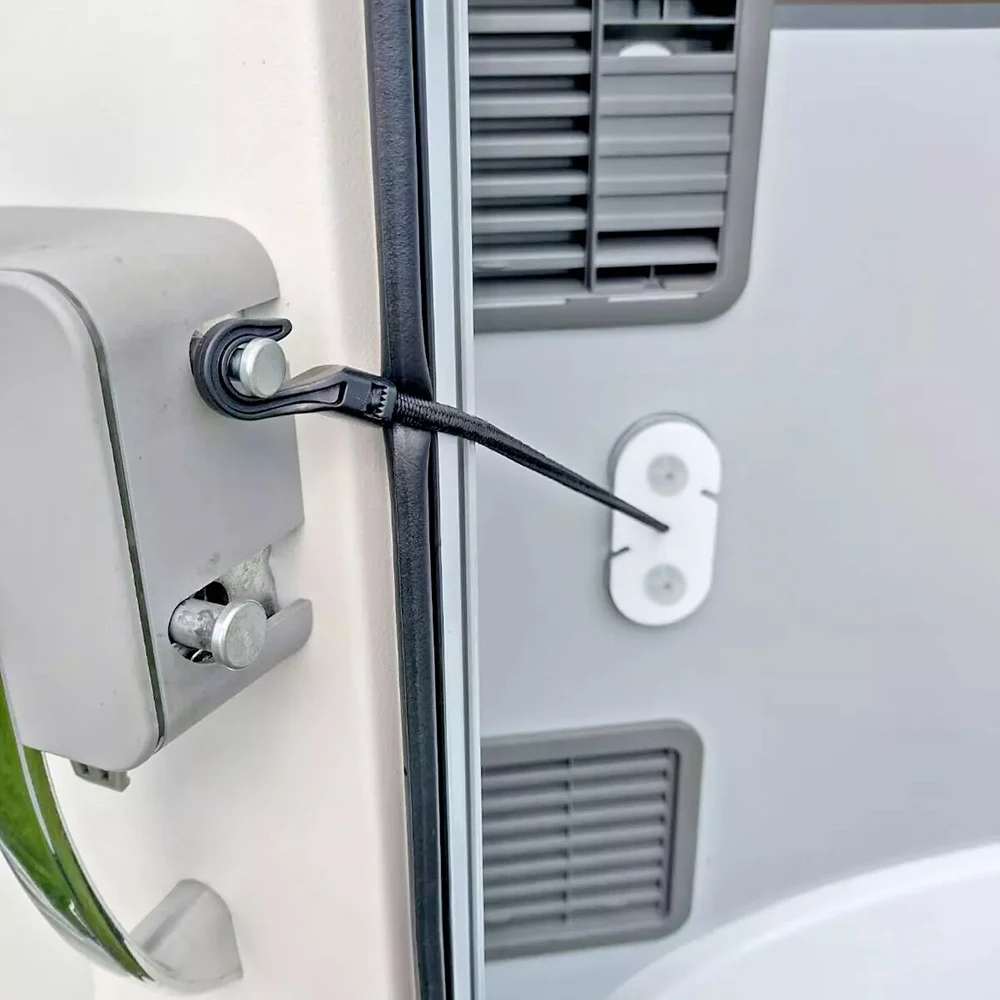 Cinghia di fissaggio per porta regolabile con ventosa di bloccaggio Fermaporta per camper, roulotte, camper, porte volanti chiuse nel vento