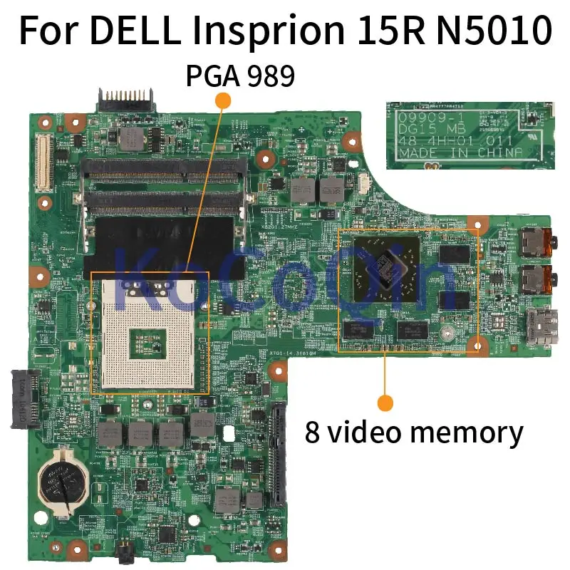 09909-1 For DELL Insprion 15R N5010 Notebook Mainboard 052F31 0VX53T 06V89F 48.4HH01.011 SOCKET PGA 989 HM55 Laptop Motherboard