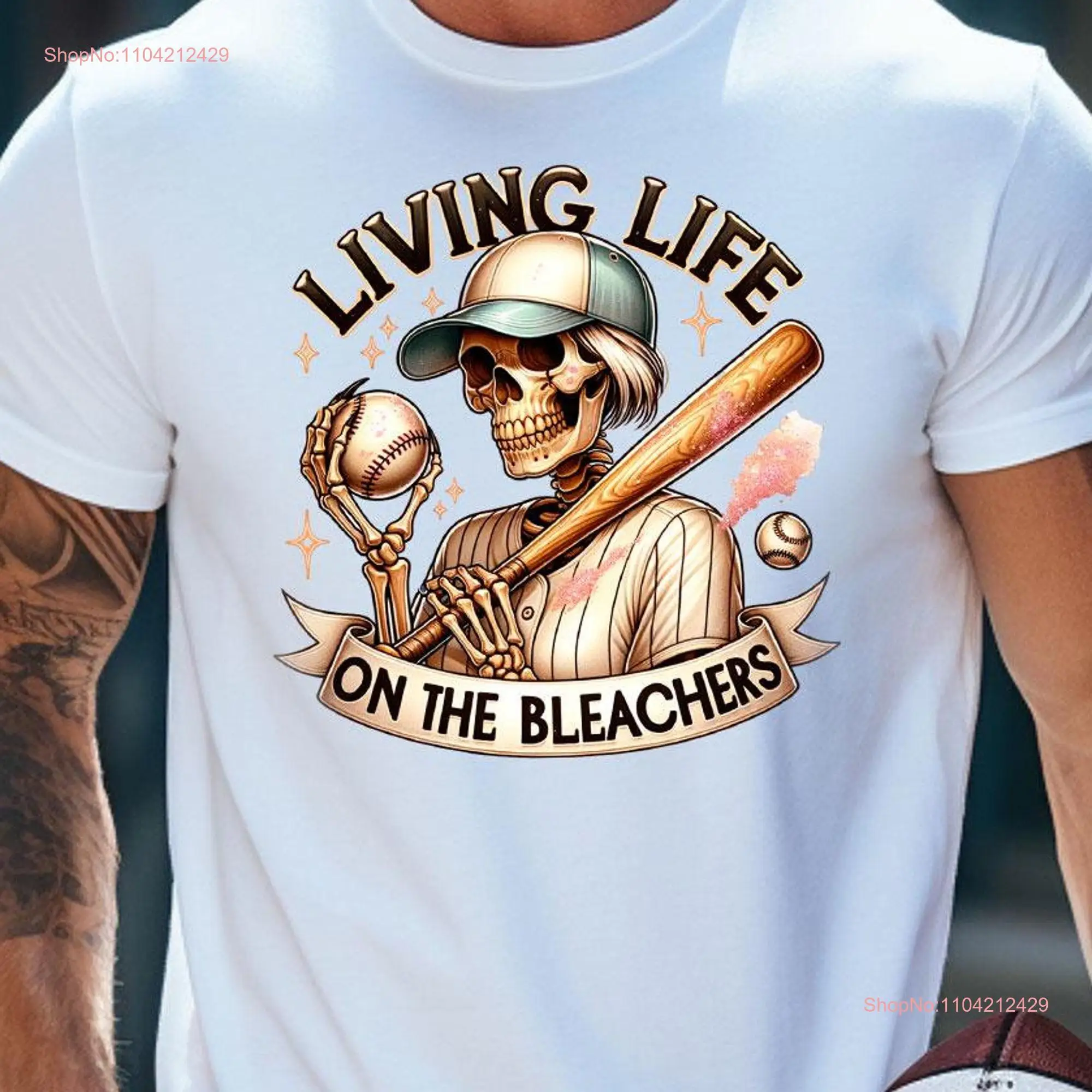 Baseball T Shirt Living Life on the Bleachers Fun Lover Skellie Mom SL3084 long or short sleeves