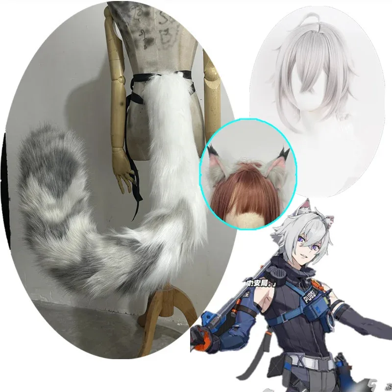 DY2025Game Zenless Zone Zero Seth Lowell أزياء تنكرية للتحقيق الجنائي TeamHeadgear وردي الأذن الذيل رجل كرنفال حفلة Pr