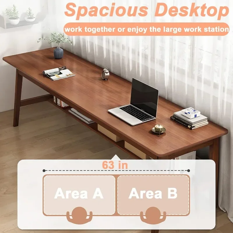 Massivholz schreibtisch, moderner Stil der Mitte des Jahrhunderts, Schreibtisch, Home-Office-Workstation