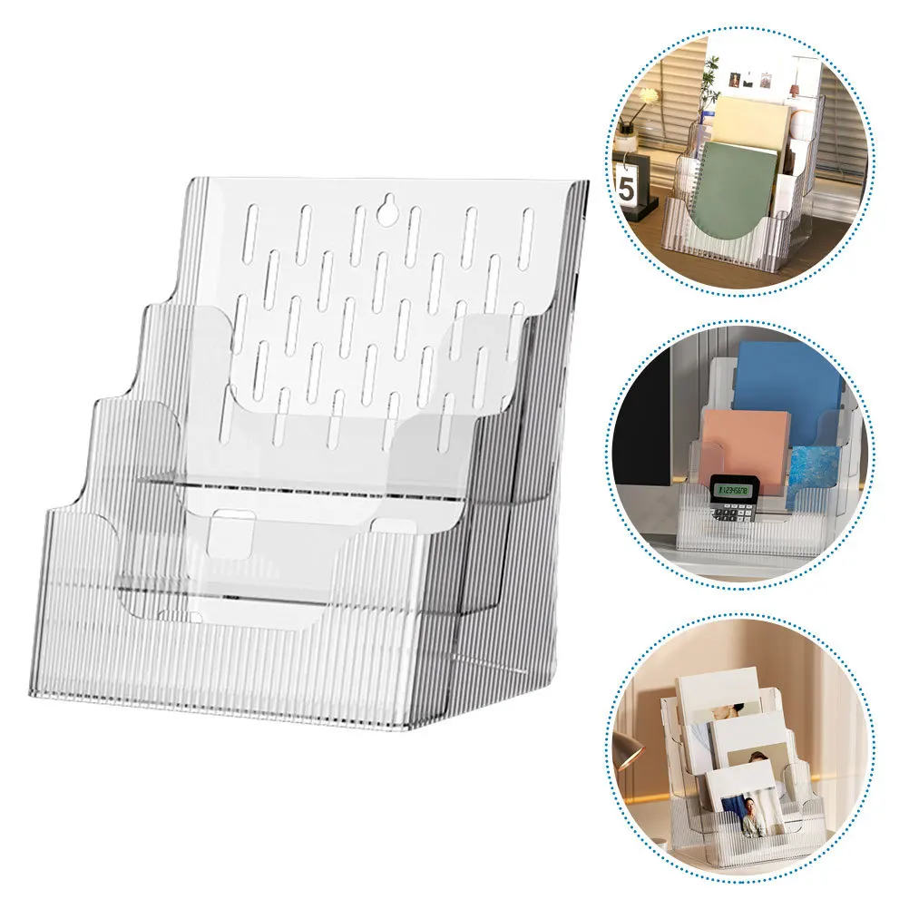 حامل ملفات شفاف لسطح المكتب مقاس A4 منظم ورق تصميم مائل رف مستندات لمجلة غرفة الدراسة المدرسية والمكتبية