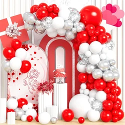 Silver,red,white,latex balloon arch kit,Christmas,New Year,wedding,birthday party.Bridal Gift Party Decoration party decoration