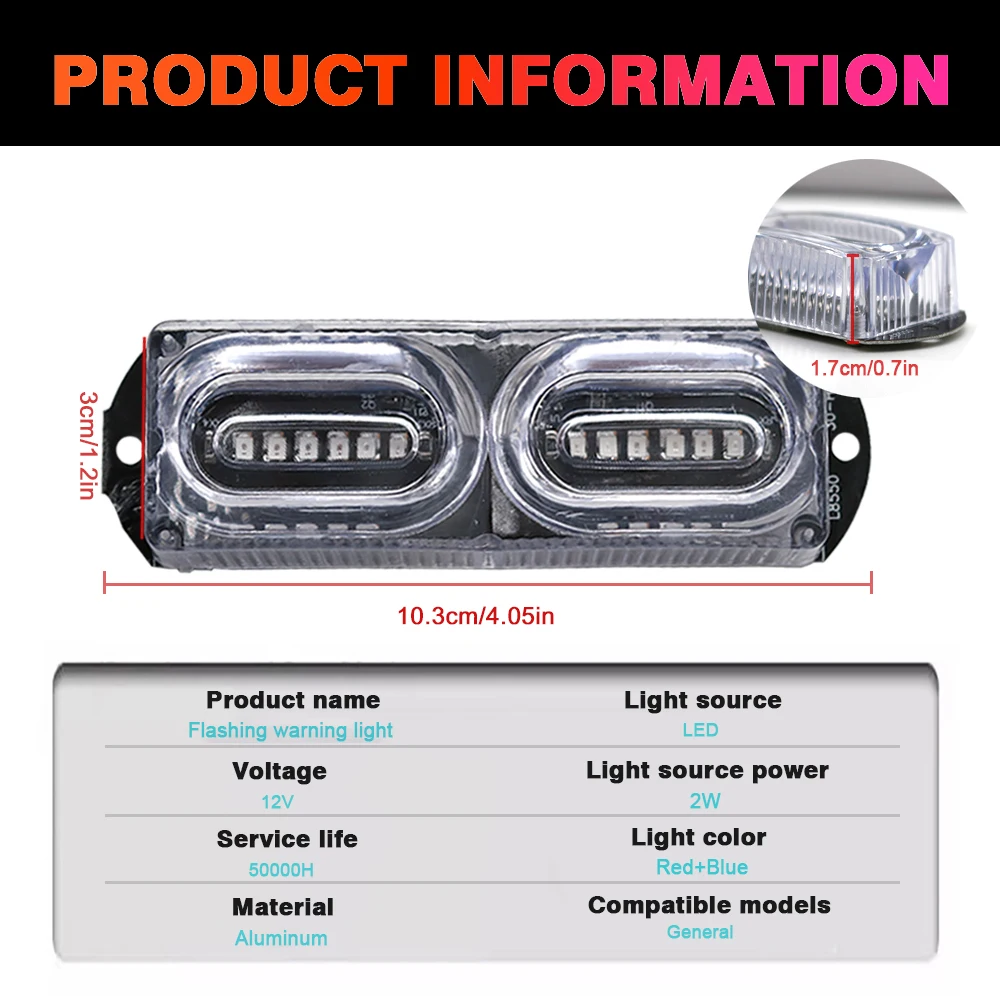 1pcs Motorcycle Flow Red and blue DRL LED Strobe Brake Light 12 LED 12V Flash Stop Light Warning Lamp Day Tail Light