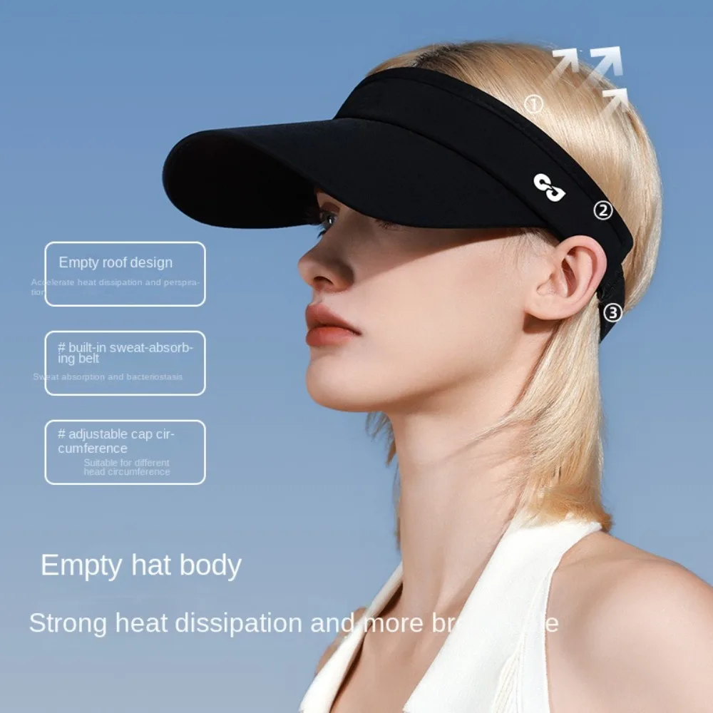 

Foldable Sunscreen Empty Top Hat Wide Brim UV Protection Sun Protection Hat Solid Color Female Sunshade Hat Women