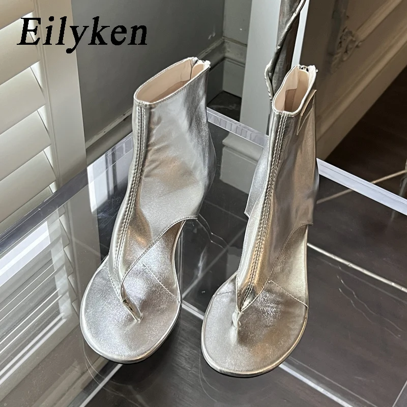 Eilyken Street Style Open Head Toe Low Heels Sandals Woman Design Zipper Boot Party Elegance Flip Flops Shoes