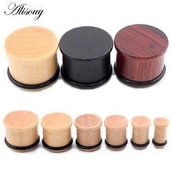 Alisouy 2PCS Cylinder Natural Wood Ear Plug Tunnel Earrings Guages Stretcher Expander Flesh Helix Flared Piercing Body Jewelry