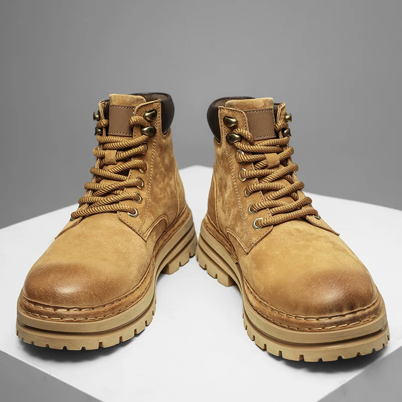 

New Autumn Winter Men Outdoor Hiking Boots Thick Sole Height Increasing Personalized Casual Fashionable Motorcycle Boots