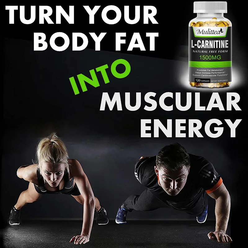 Mulittea L-Carnitine Capsules Fat Burning for Memory Performance & Energy Promote Metabolism&Muscle Growth Anti-fatigue Exercise