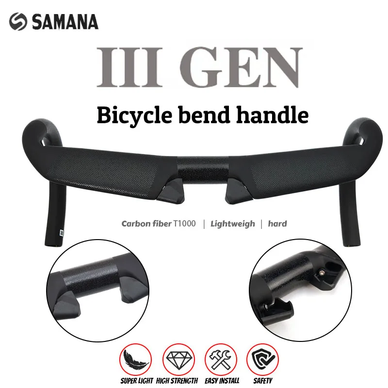 SAMANA 3. Generation T1000 Vollcarbon-Rennradlenker mit interner Kabelführung, Aero-Dropbar, 31,8 mm, 380/400/420/440 mm, Fahrradzubehör