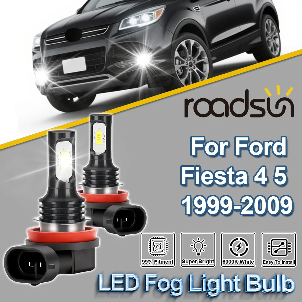 Lâmpadas LED Canbus Ultra para Faróis de Neblina Automotivos H11 2X da ROADSTAR para Ford Fiesta 4 5 1999-2009