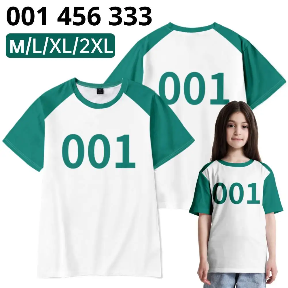 Korean Drama Cosplay Costume 001 456 333 T-shirt For Team Short Sleeve Top Carnival Game Role Playing Costumes for Men Women