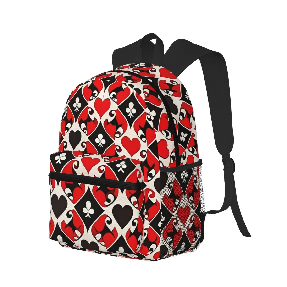 ポーカー-プレイイング-カード-シンボル-学生バックパック-スクールバッグ-ハイキング-トラベル-デイパック-メンズ-レディース-ブックバッグ-ショルダーバッグ