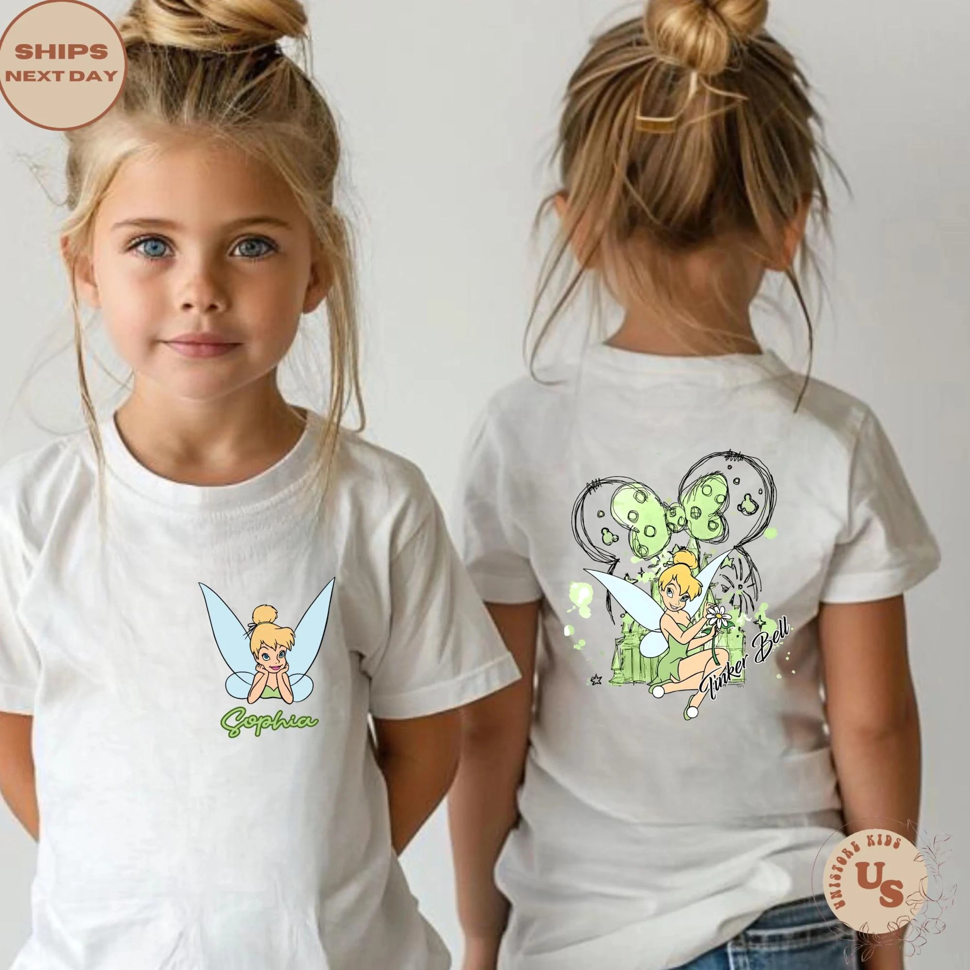 قمصان تينكر بيل، قمصان ديزني تينكر بيل، قمصان سحرية خرافية، قمصان سفر فتاة ديزني، قمصان عائلة الوالدين والطفل #1