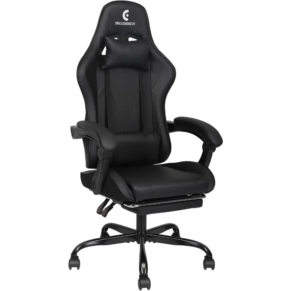

Gaming Chair with Linkage Armrest & Footrest, High Back Video Gaming Chair,