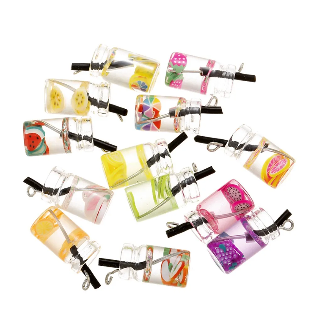 

10pcs/set Resin Fruit Juice Pendant Fruit Lemon Mini Juice Bottle Pendant Simulation Model Resin Glass Bottle Juice Pendants