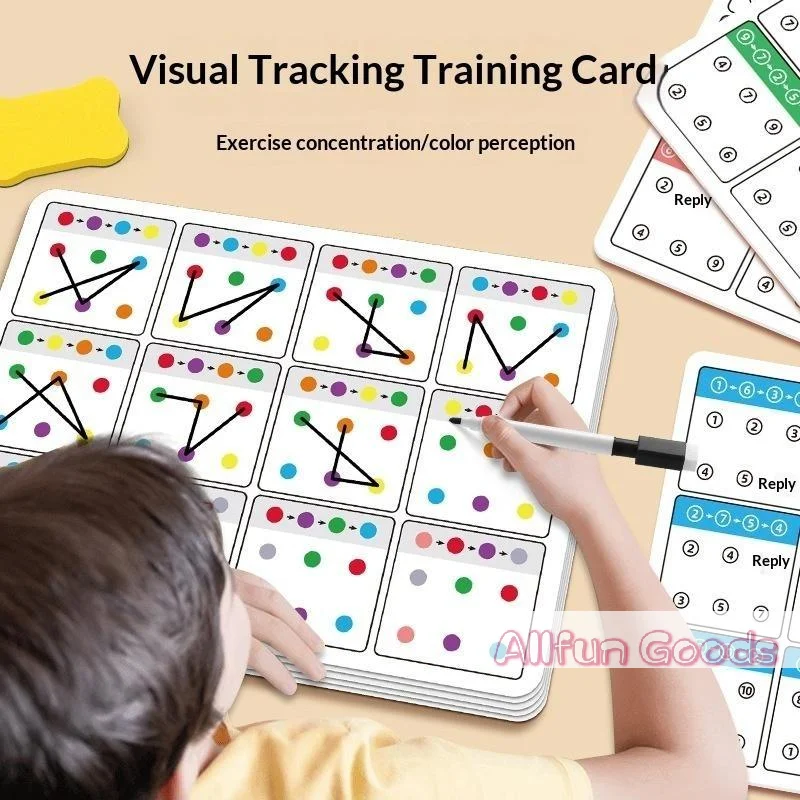 Reusable A4 Training Cards 12 Pages Visual Exercises For Kid's Memory And Concentration Hand-Brain Coordination Action Practice