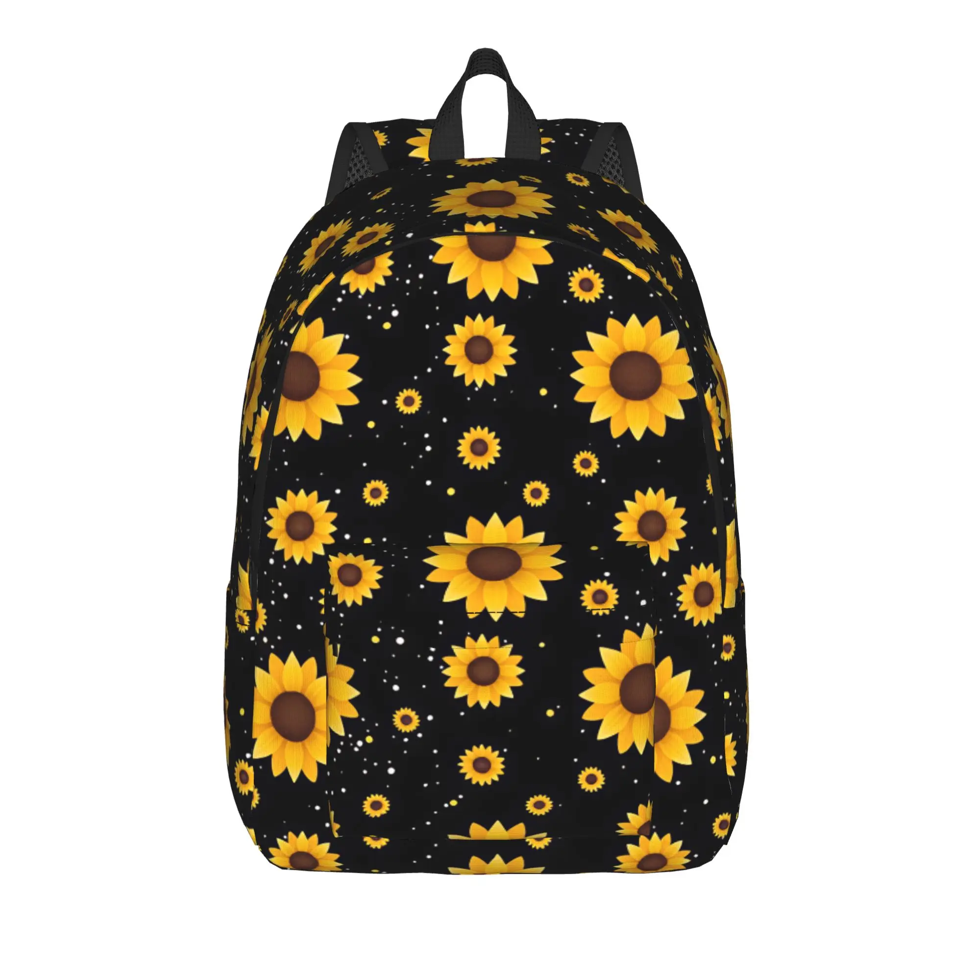 Sunflower Doodle Dark Cosmos Backpack  Travel Backpacks Boy Funny High School Bags Custom Lightweight Rucksack