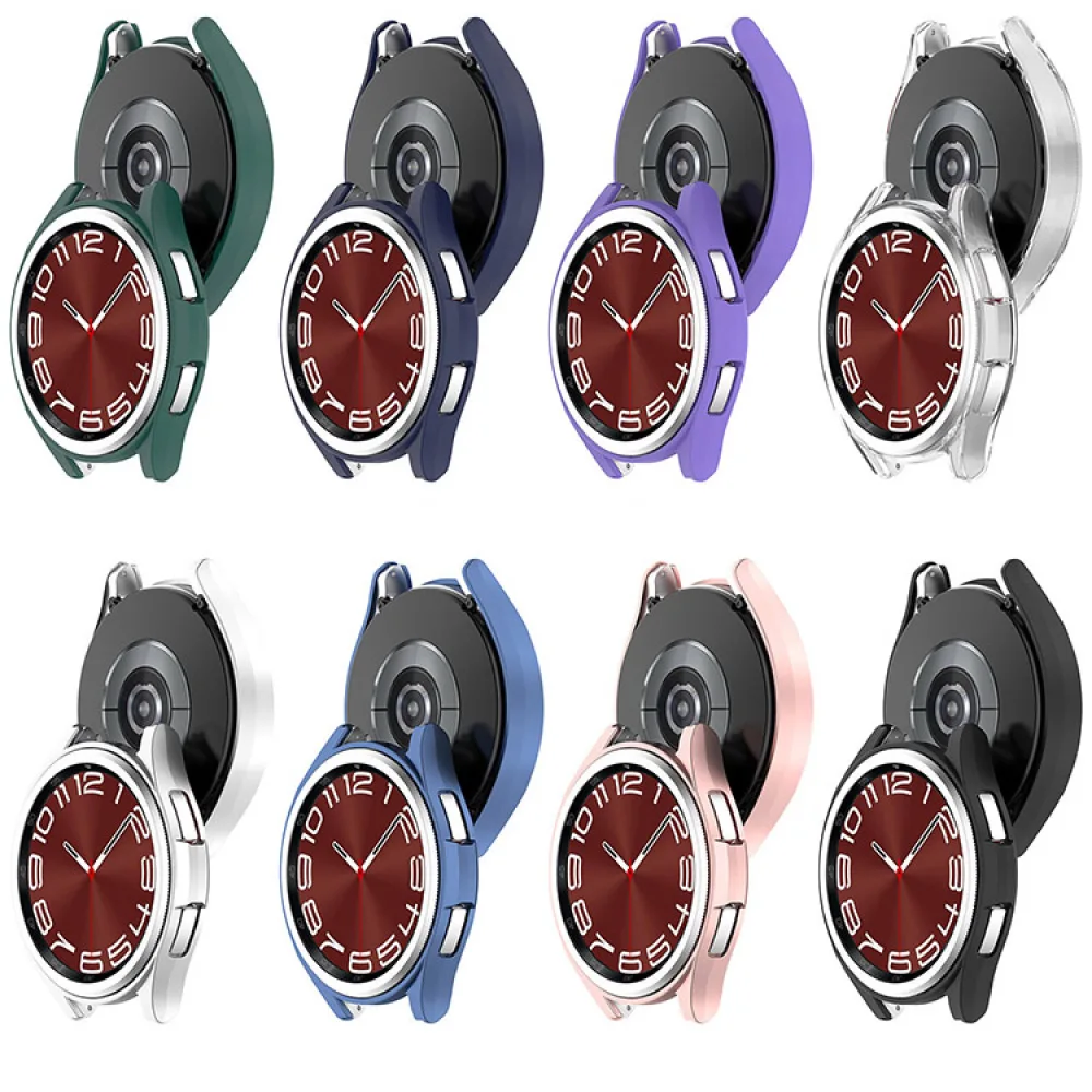 Funda protectora de reloj semienvuelta hueca para Samsung Galaxy Watch 6 accesorios 43/47mm PC cubierta protectora de reloj de color sólido