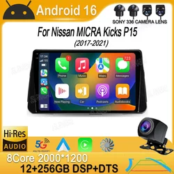 Android 16 Carplay Auto For Nissan MICRA Kicks P15 2017 2018 2019 2020 2021 Car Radio Multimedia Video Player Navigation Stereo