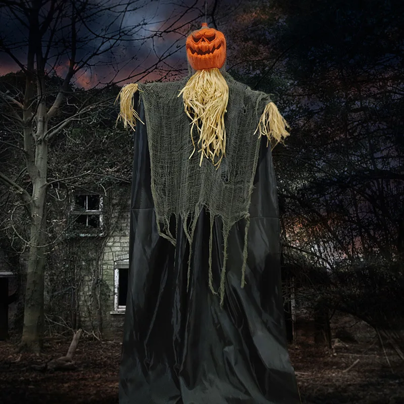 

Halloween horror pumpkin decoration hanging ghost voice control sound luminous horror cry export foreign trade