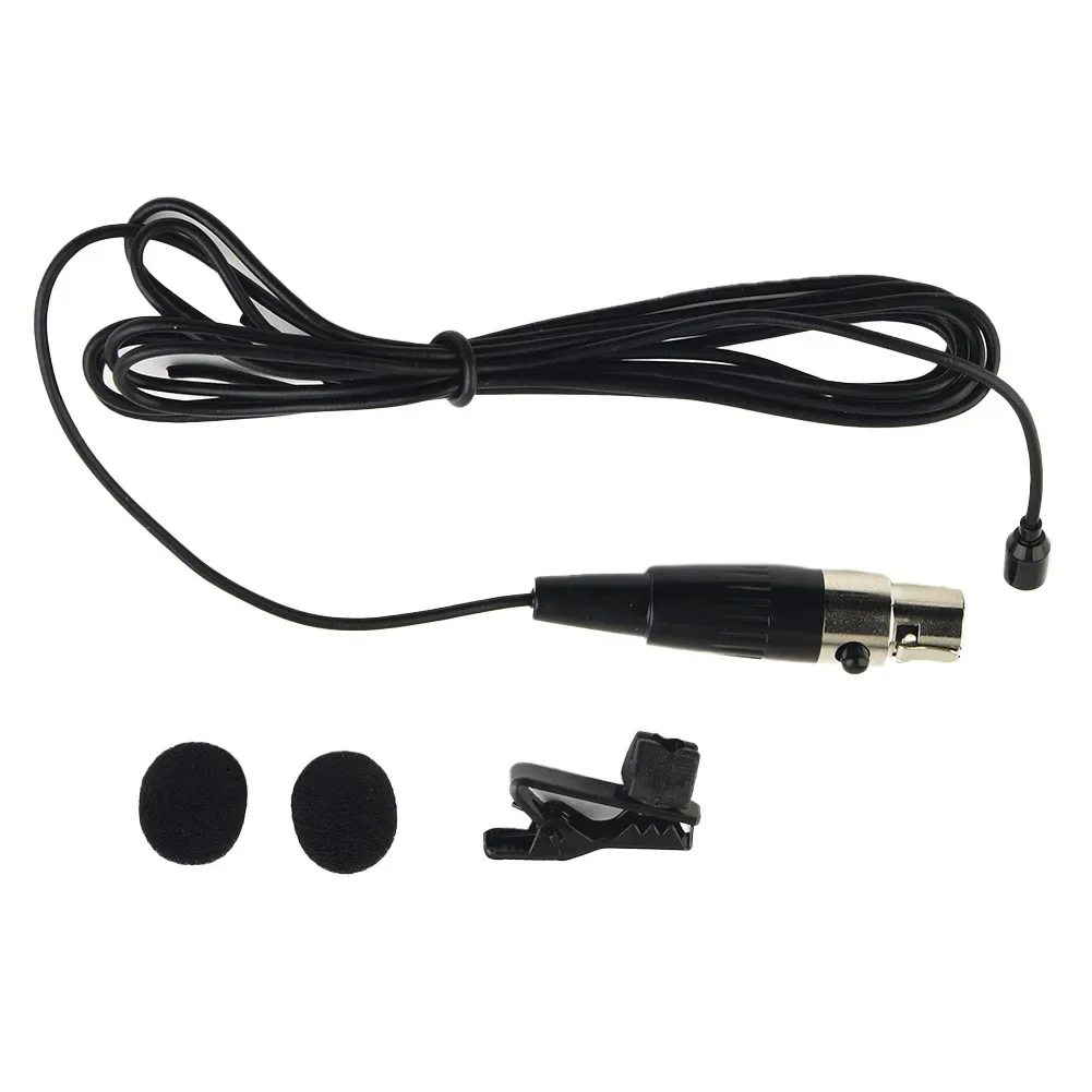 Microphone Set Lavalier Mic For Shure System Small System With Cover 4-Pin Black Compact Connector Flexibility Hand-free
