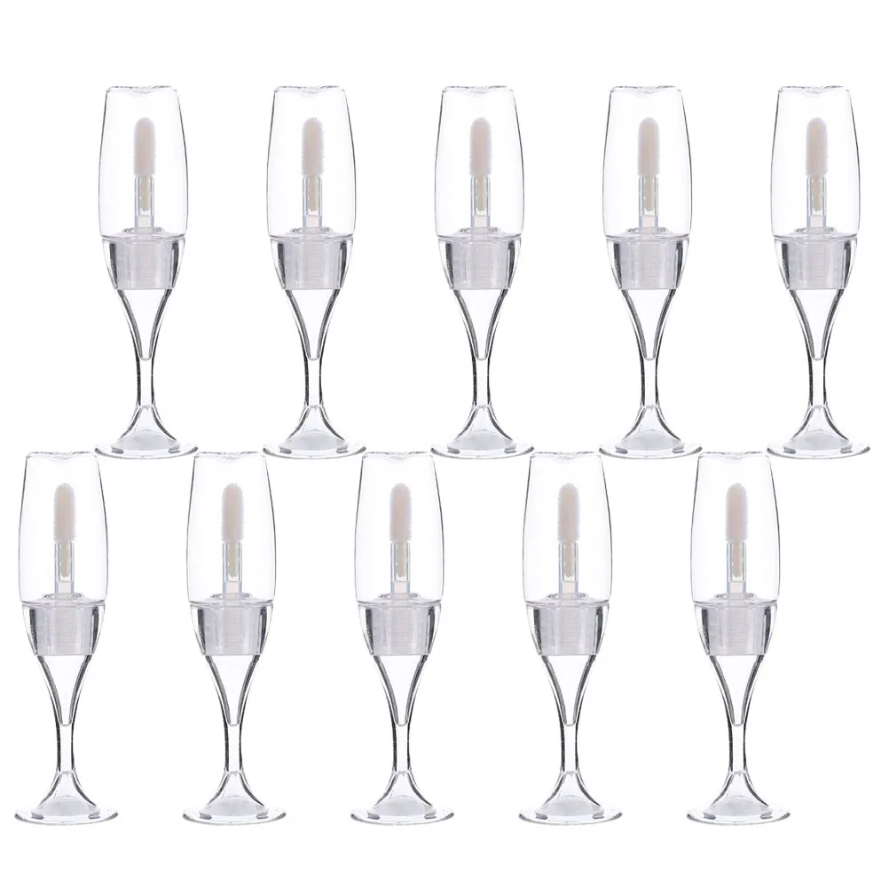 10 pçs garrafas vazias de brilho labial estilo vidro vinho leve fácil transportar para diy matiz labial armazenamento óleo viagem maquiagem recipiente kit