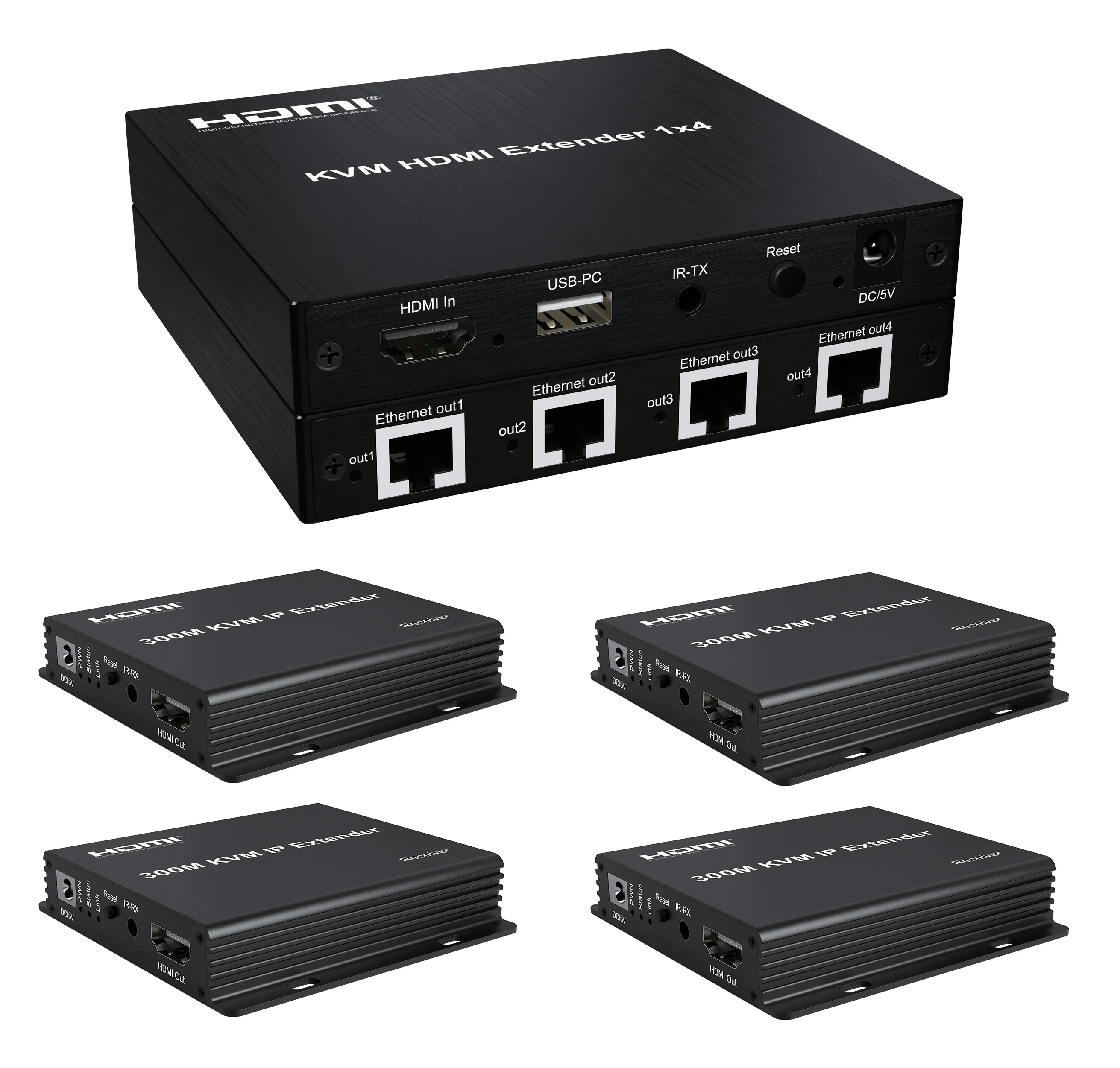 HDMI Splitter 1x4 with extend HDMI receiver