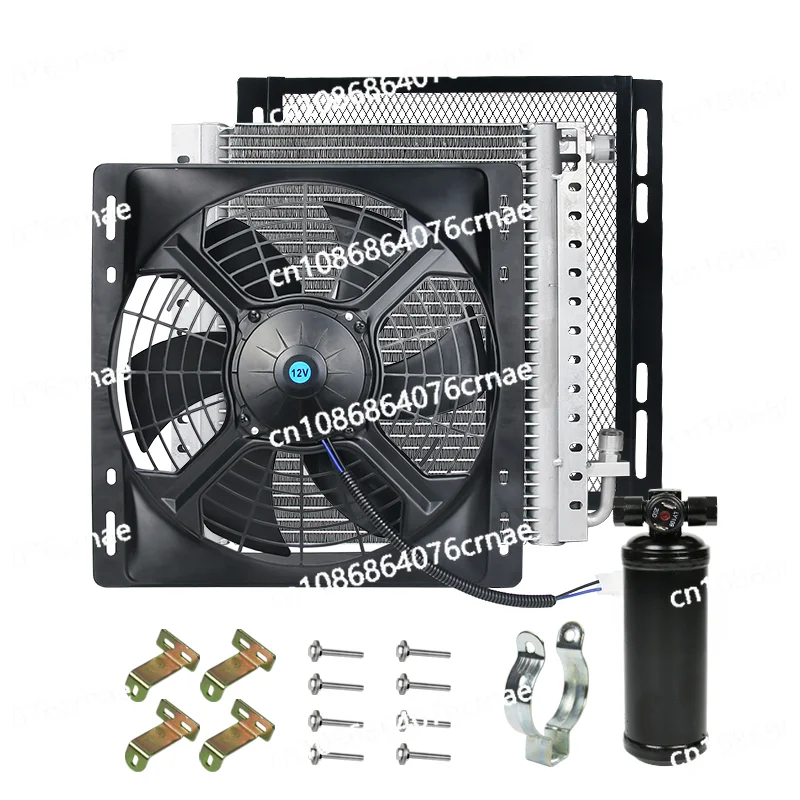 14''x14''x26mm Car Air Conditioner Condenser Assembly 120W Parking Air Conditioner Cooling Fan Modification Parts