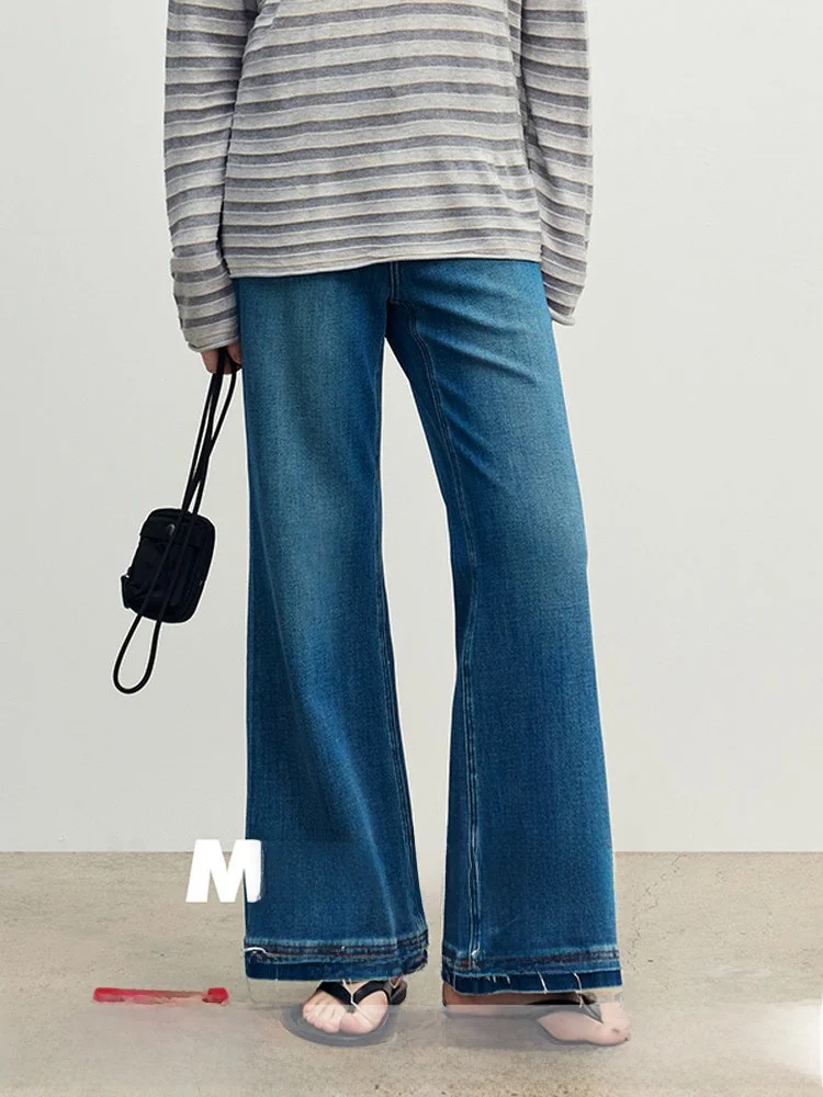 

Джинсы с высокой талией и прямыми штанинами MIIINE из лиоцелла и хлопка, синие, винтажные, женские, комфортная посадка, осенняя коллекция