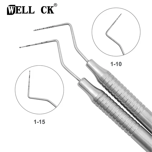 Sonda Periodontal Dental con escala 1-10 1-15, instrumento de sonda exploradora de acero inoxidable, herramientas de higiene limpia para dientes de dentista, 1 ud.