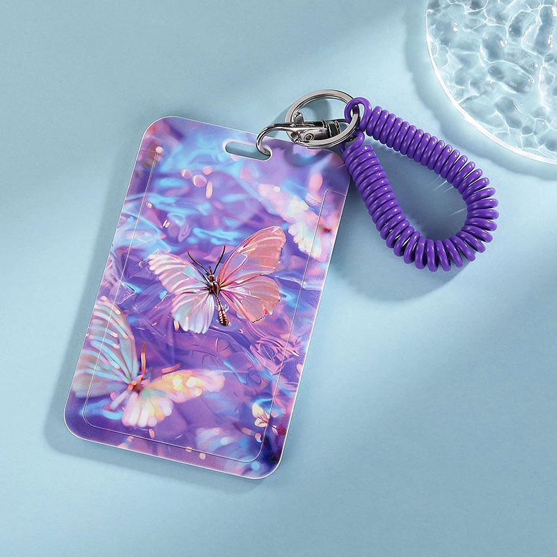 Ins Style Flower Butterfly Card Holder Student Bus Subway Card Meal ID Holders Protection Case Pick-up Card Anti-lost Hard Shell