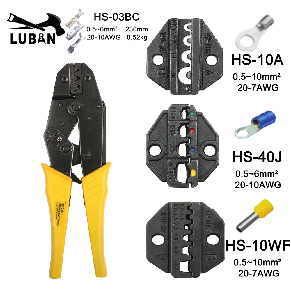Alicate de friso HS-03BC 8 maxila para a isolação do tubo da tomada nenhum tampão de friso da isolação terminais de cabo coaxial kit 230mm ferramentas da braçadeira