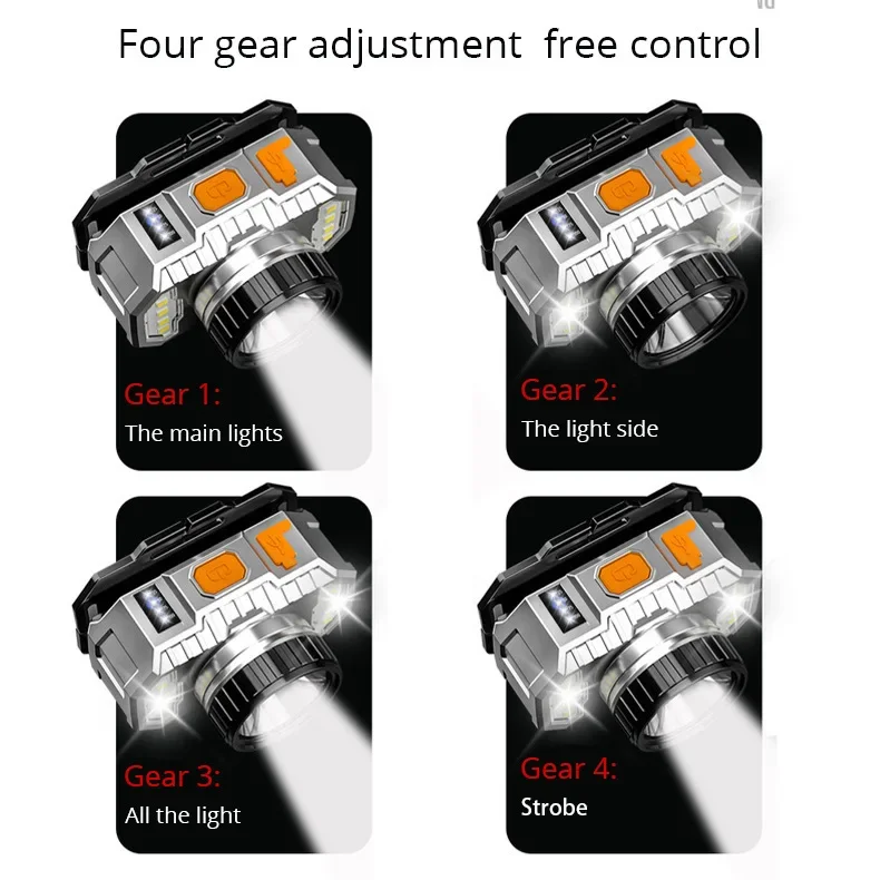 Суперъяркий Головной фонарь, USB Перезаряжаемый Головной фонарь, водонепроницаемый Головной фонарь, мощный Головной фонарь с ярким светом, Передний фонарь с батареей