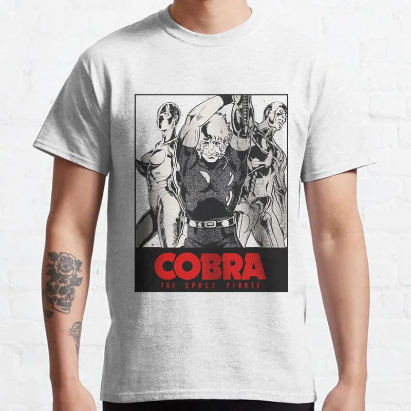 

80s vintage manga Cobra The Space Pirate Psychogun Kobura Adventure Anime t shirt for men large size Adult tops S-6XL