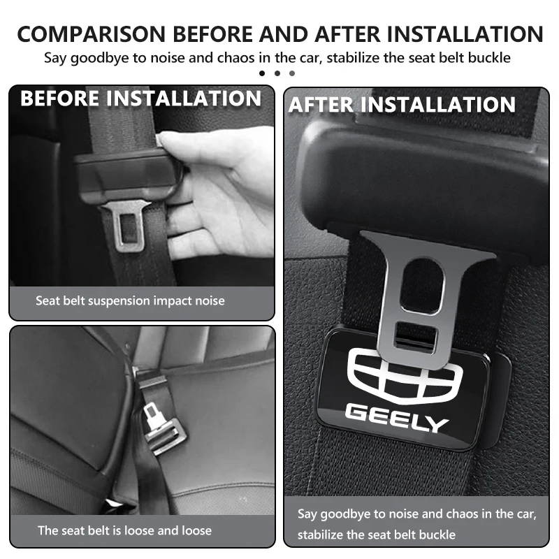 Universal Car Seat Belt Stabilizer Fastener, Adjustable Safety Belt Length Clip For Geely Geometry C Tugella GC9 X7 GX3 CK GC6 L view 5