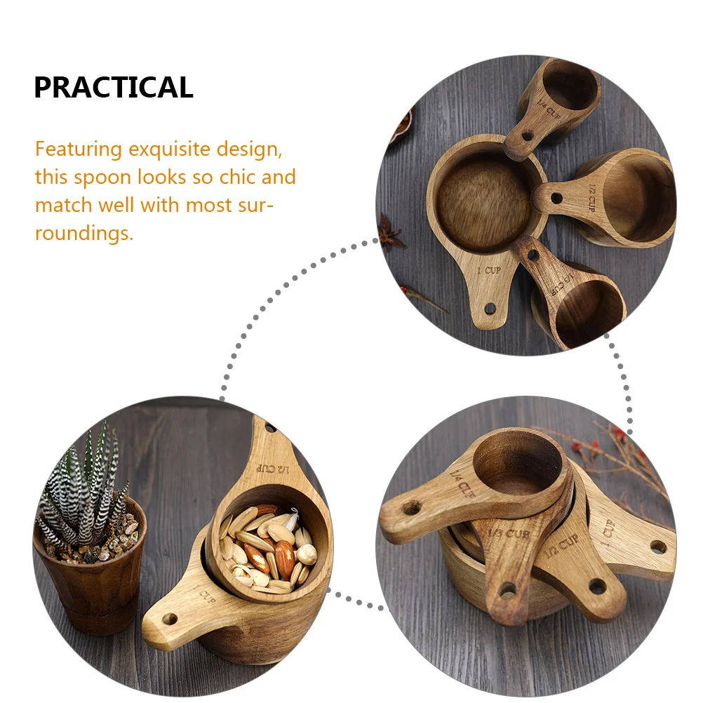 

3Pcs Wooden Measuring Spoons Set Comfortable Handle Coffee Scoop for Milk Powder Ground Beans Portable Kitchen Tools