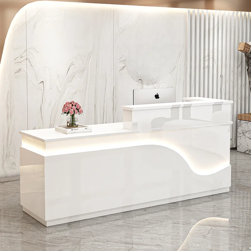 White Light Reception Desks Design Stylish Modern Luxury Reception Desks Office Front Mostrador Negocio Commercial Furniture