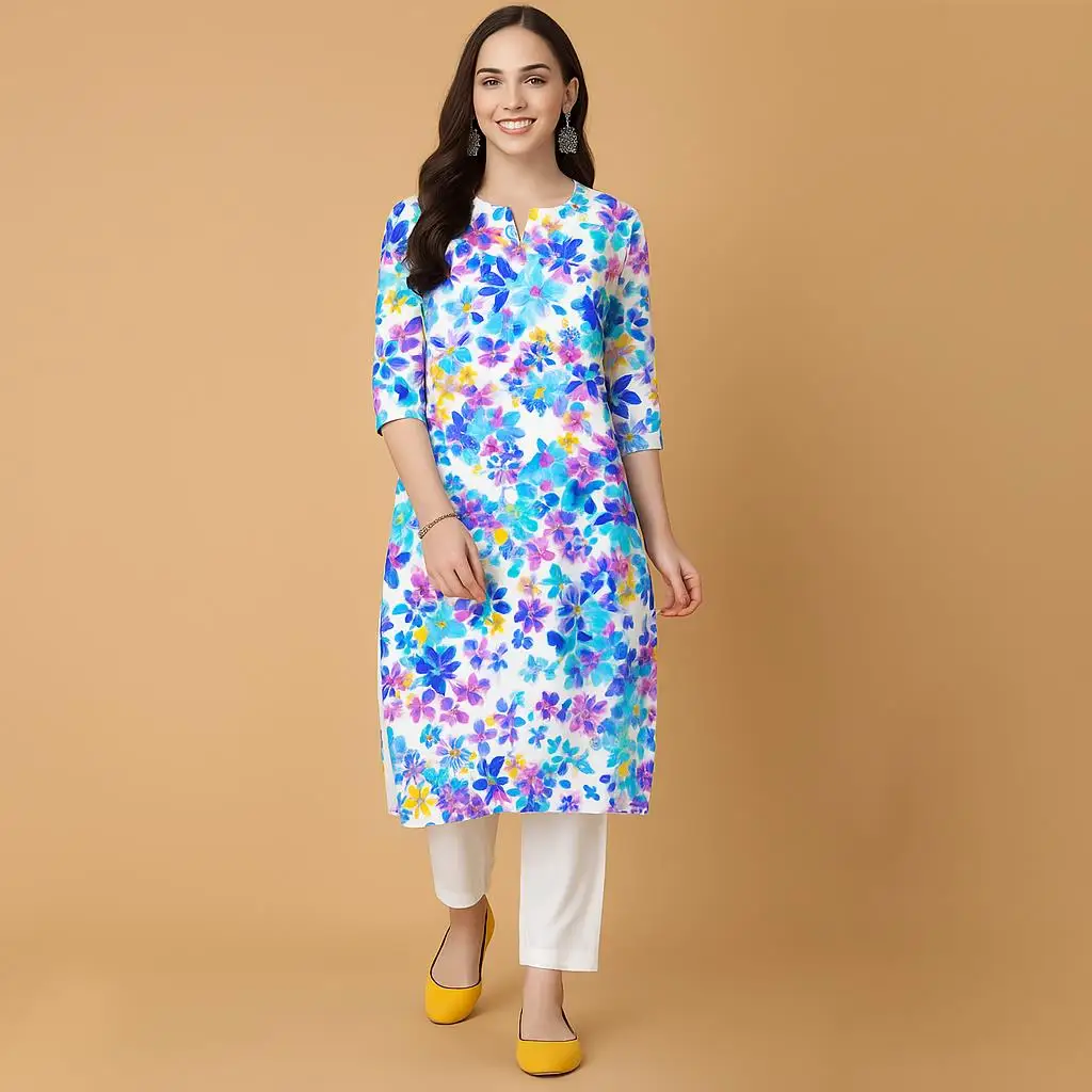 مسلم كورت المرأة فساتين راقية غير رسمية بأكمام طويلة أنبوب مستقيم عادية الزهور العرقية النمط الوطني Musluman Bayan Elbise #1