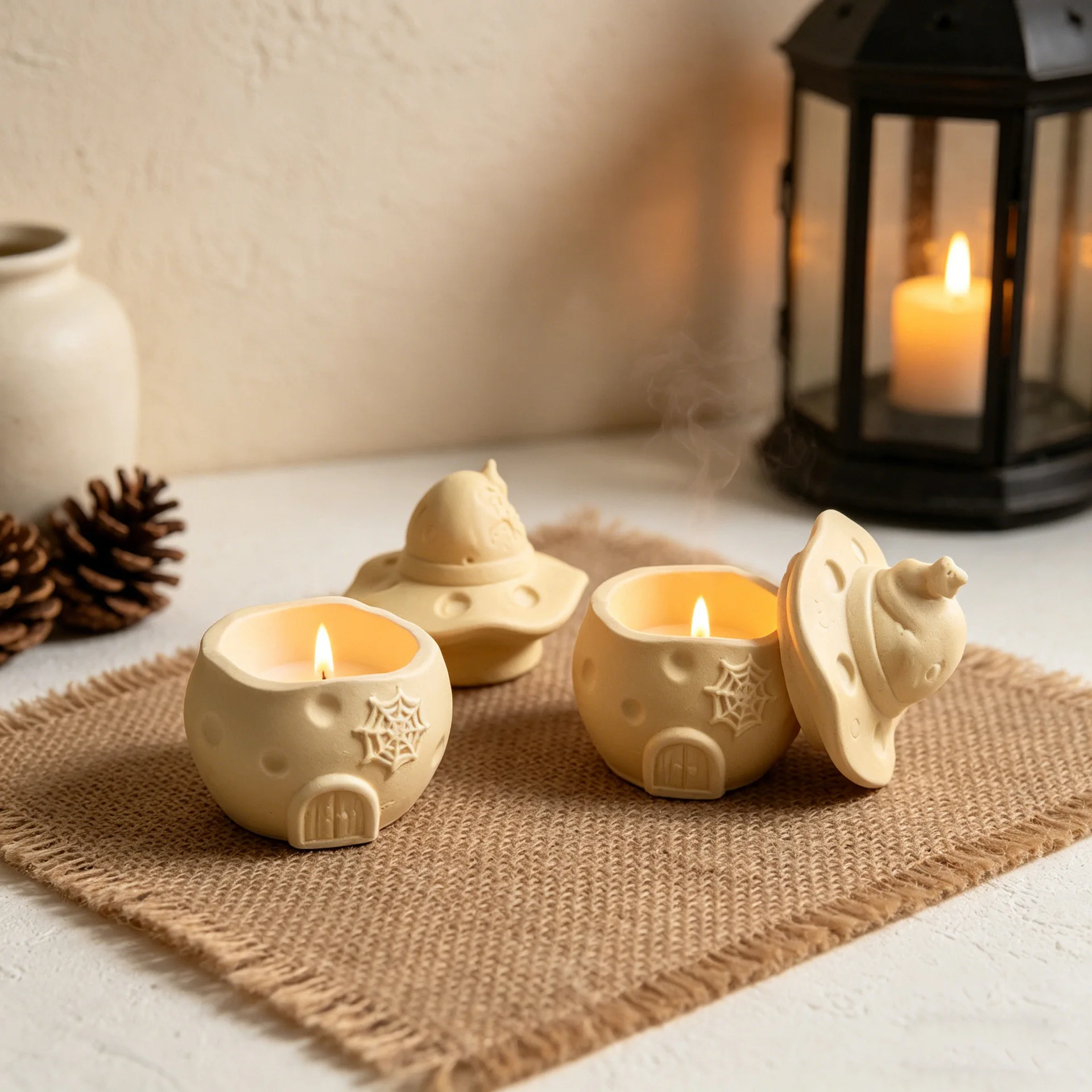 Halloween Wizard Pumpkin House Silicone Mold DIY Candle Holder Cup Mushroom House Plaster Storage Box Craft Making Tool